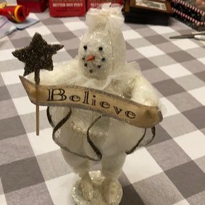 Bethany Lowe Snowgirl with “Believe” banner